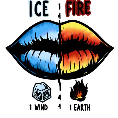 realistic lip split in fourth . 1 fourth ice 1 fire 1wind 1 earth