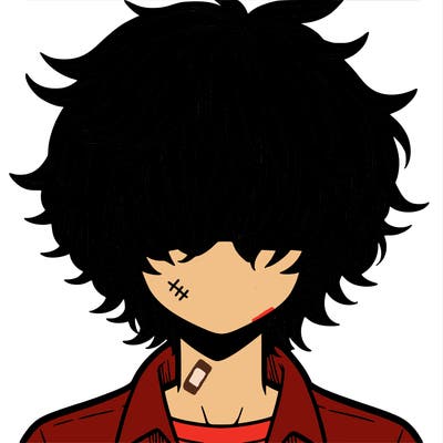 manga boy fluffy hair covering his eyes