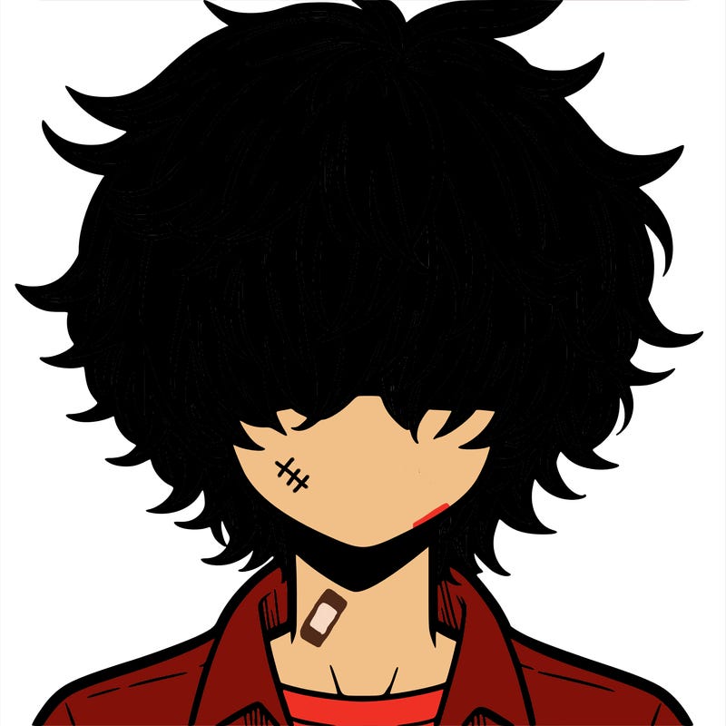 manga boy fluffy hair covering his eyes