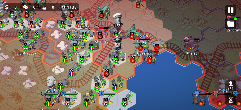 Pocket Panzers - Carte de stratégie tactique basée sur des hexagones avec des chars et de l'infanterie dans Pocket Panzers.