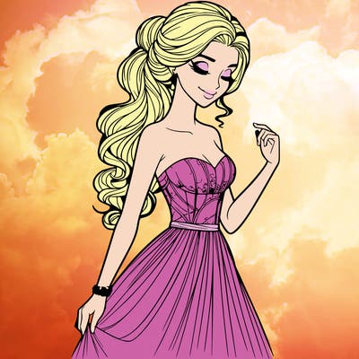 a realistic woman wearing an elegant dress