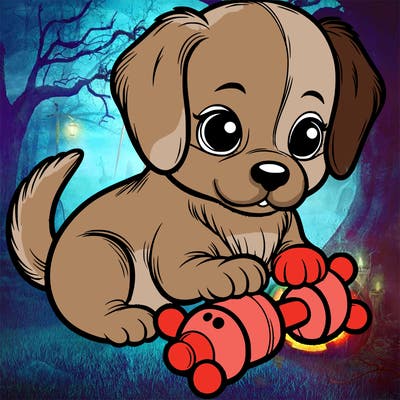 cute realistic puppy with toy