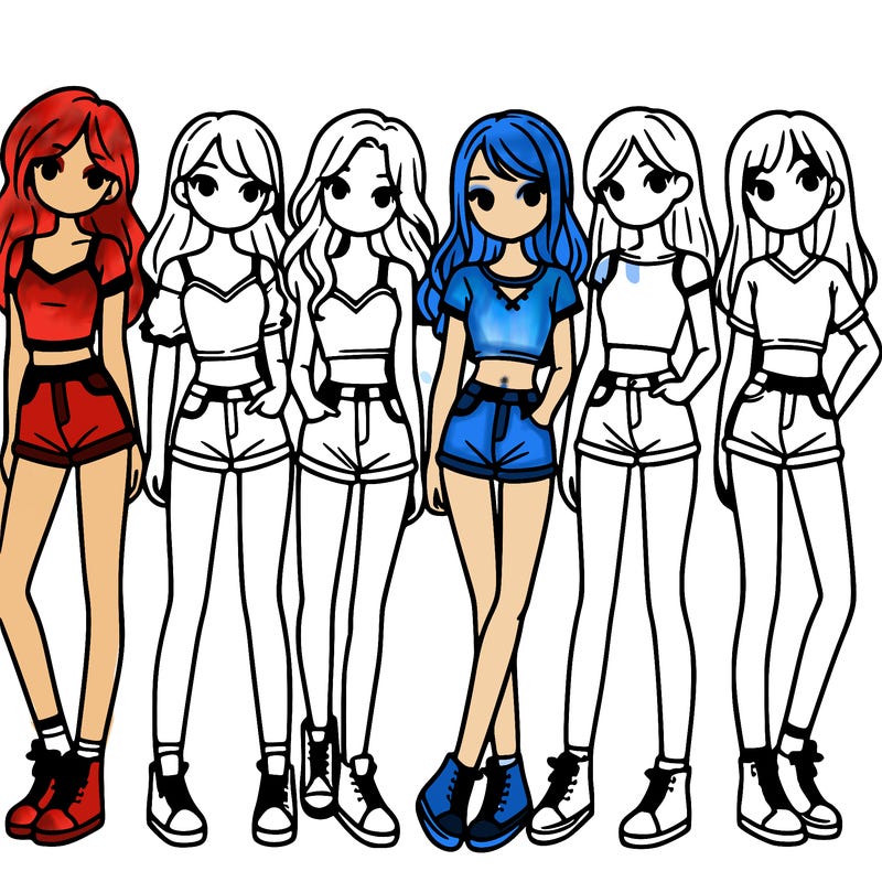 a group of girls wearing crop tops and shorts