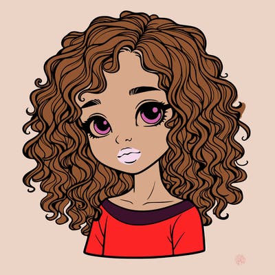 realistic girl with curly hair