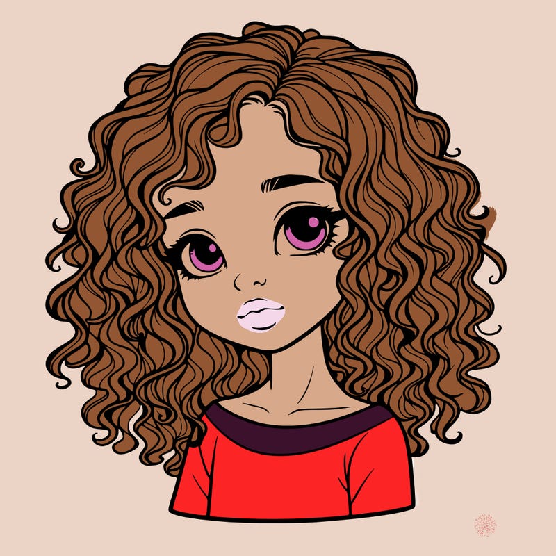 realistic girl with curly hair