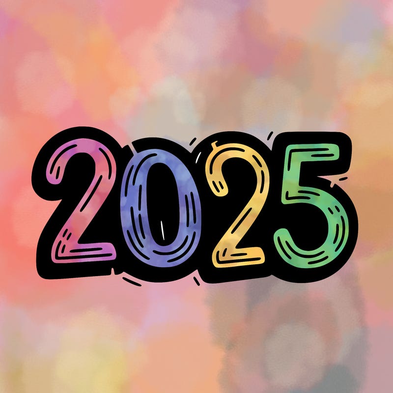 one line scrawled numbers sketch design “2025”