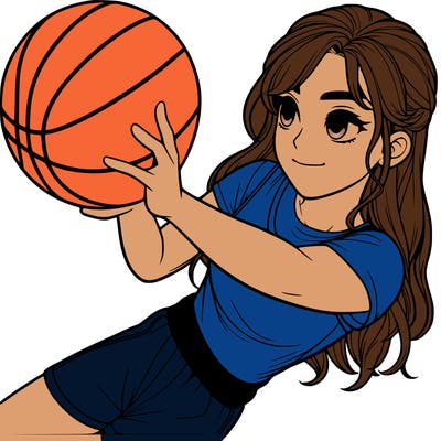 realistic girl playing basketball