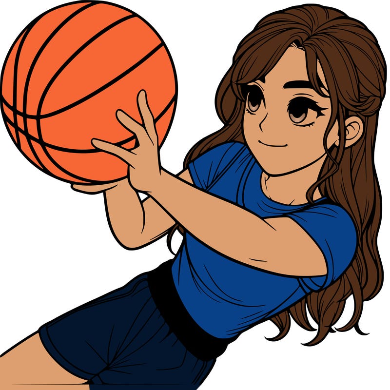 realistic girl playing basketball