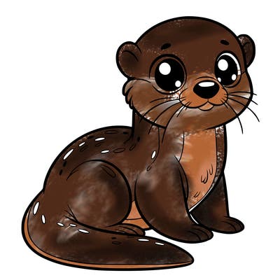otter, big eyes, full body