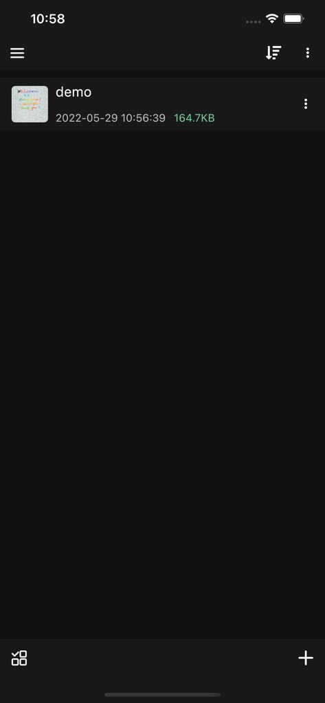 EasyNote: Note, Handwrite, PDF - The home screen of EasyNote app showing a list of saved handwritten notes and PDF files in dark mode.