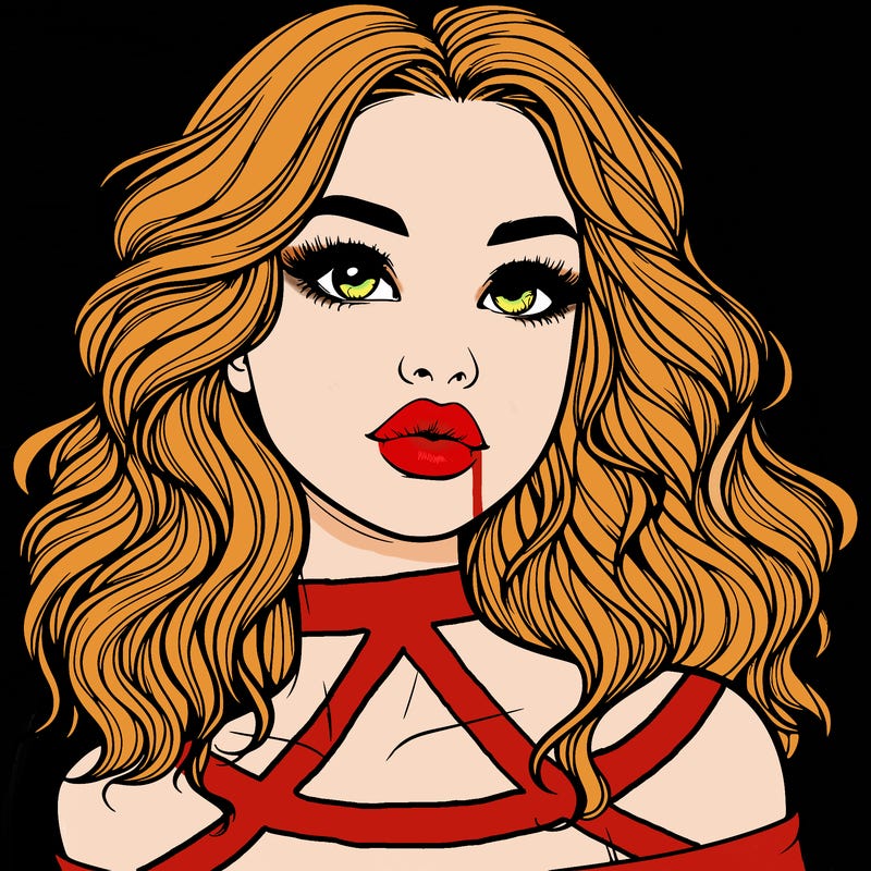 realistic girl with wavy hair and lips