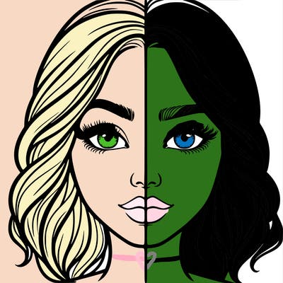 realistic girl split half