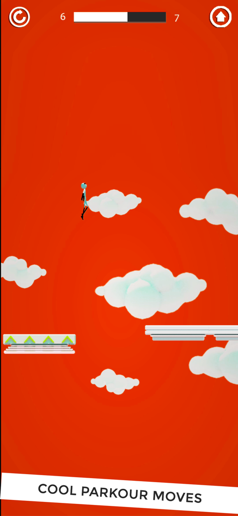 Stickman Parkour 3D Ninja Run - Stickman character jumping through clouds in a parkour racing level
