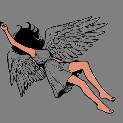 a falling angel realistic