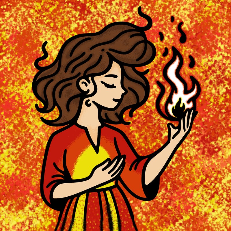 woman with fire