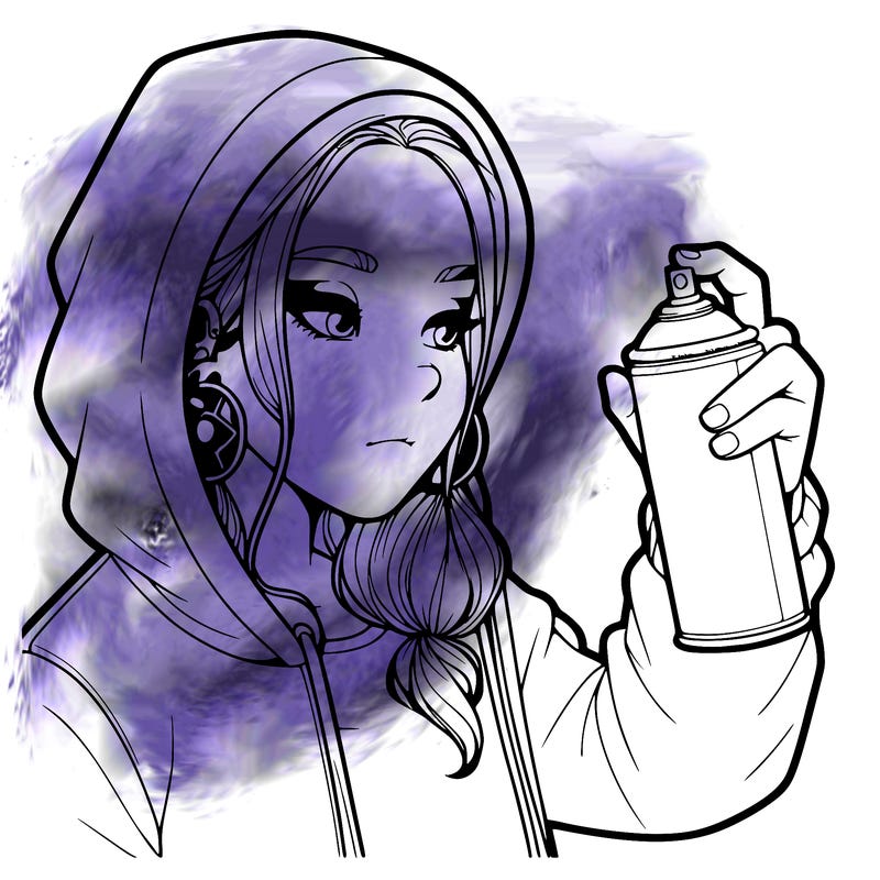 a realistic girl, spray painting