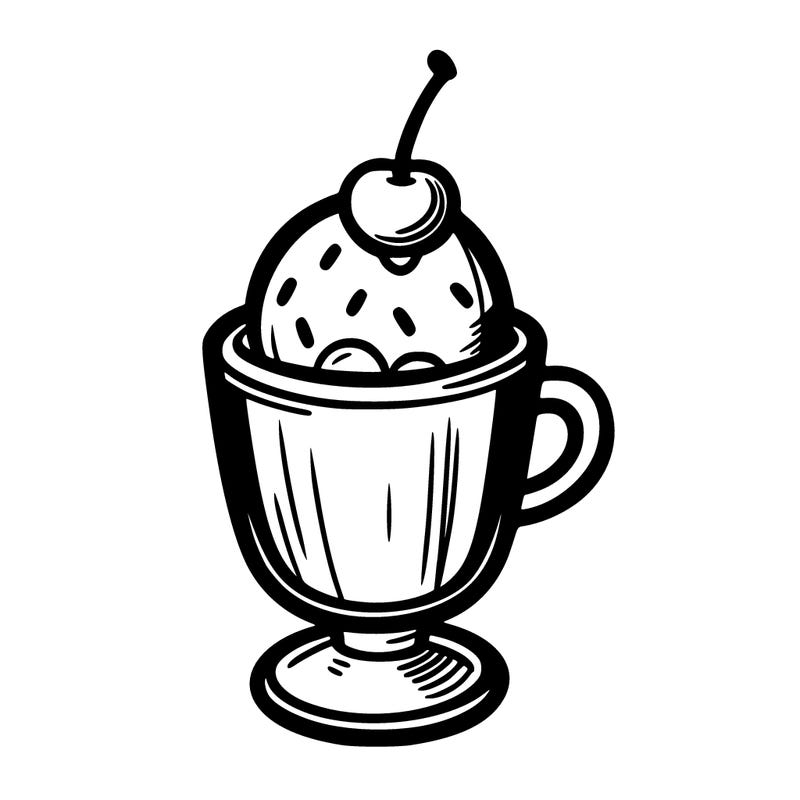 a cup with ice cream in it with a cherry on top