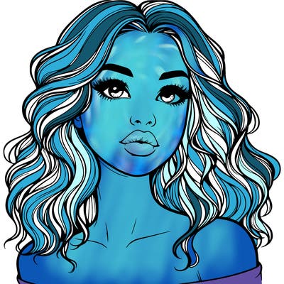 realistic girl with wavy hair and lips