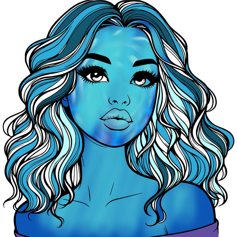 realistic girl with wavy hair and lips