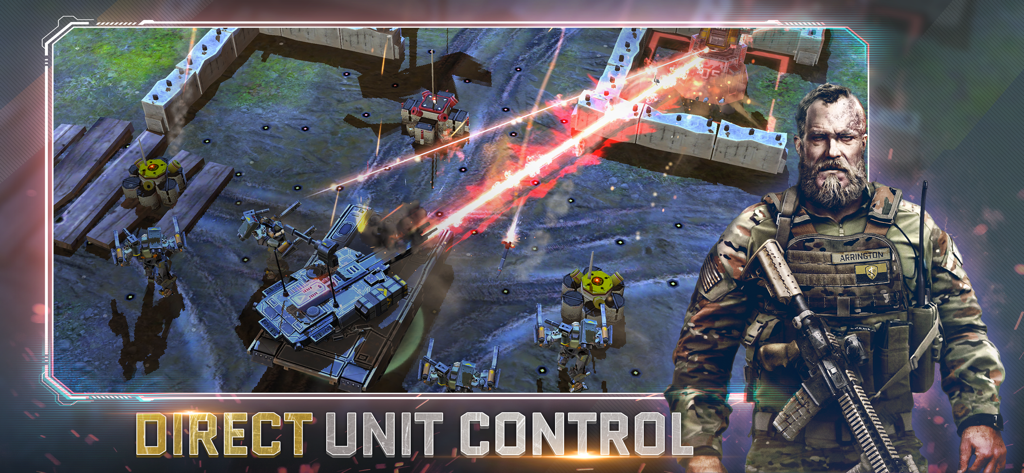 War Commander: Rogue Assault - War Commander Rogue Assault gameplay showing direct unit control during a 3D military battle