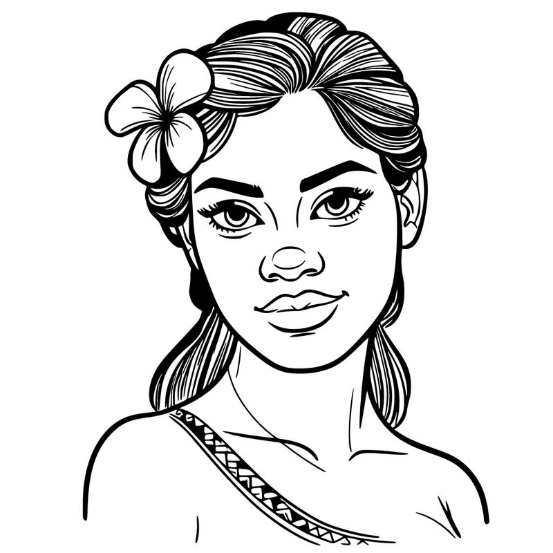 a realistic polynesian woman with a samoan pacific look and a taupou