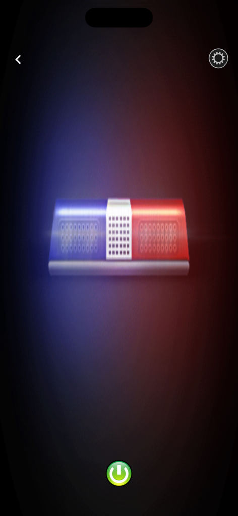 Siren & Air Horn Sounds - Interfaz de barra de luces de policía con un botón de encendido para sonidos de sirena