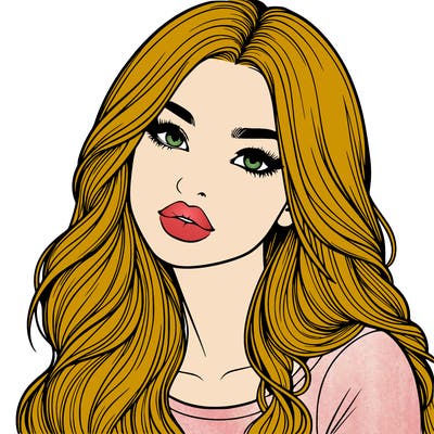 realistic girl with hair on her hair and lips