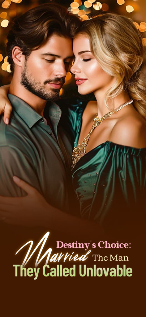 Ein romantisches Paar auf einem Buchcover für die Geschichte 'Married The Man They Called Unlovable' in der Mobilis-App.