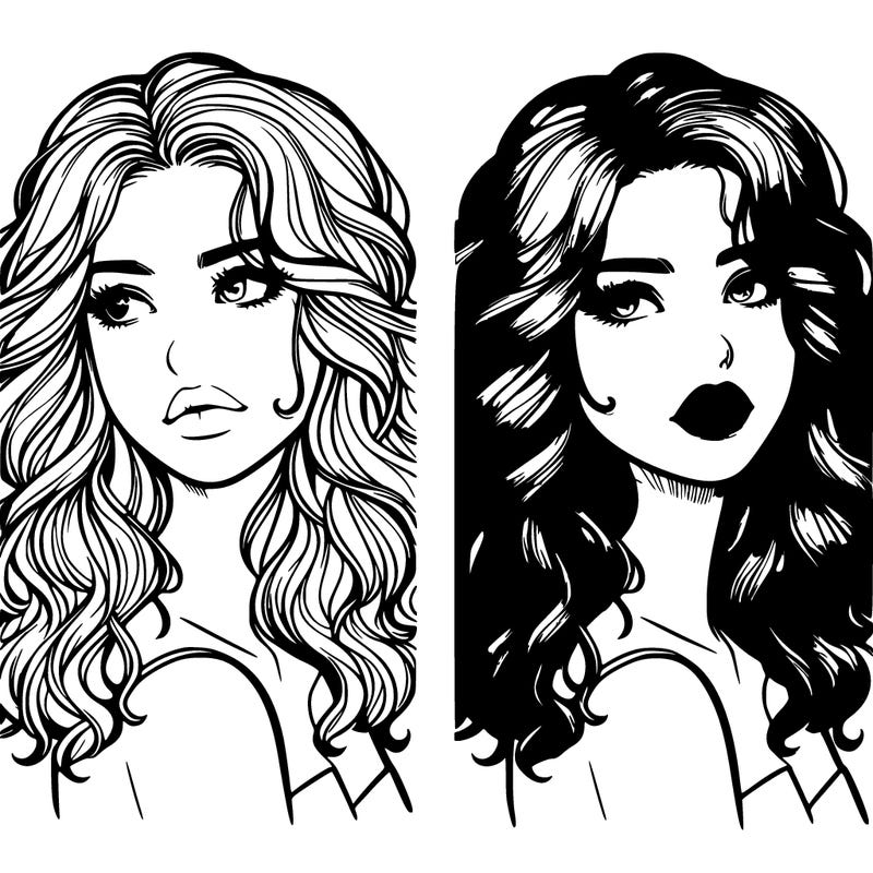 realistic girl with wavy hair and lips