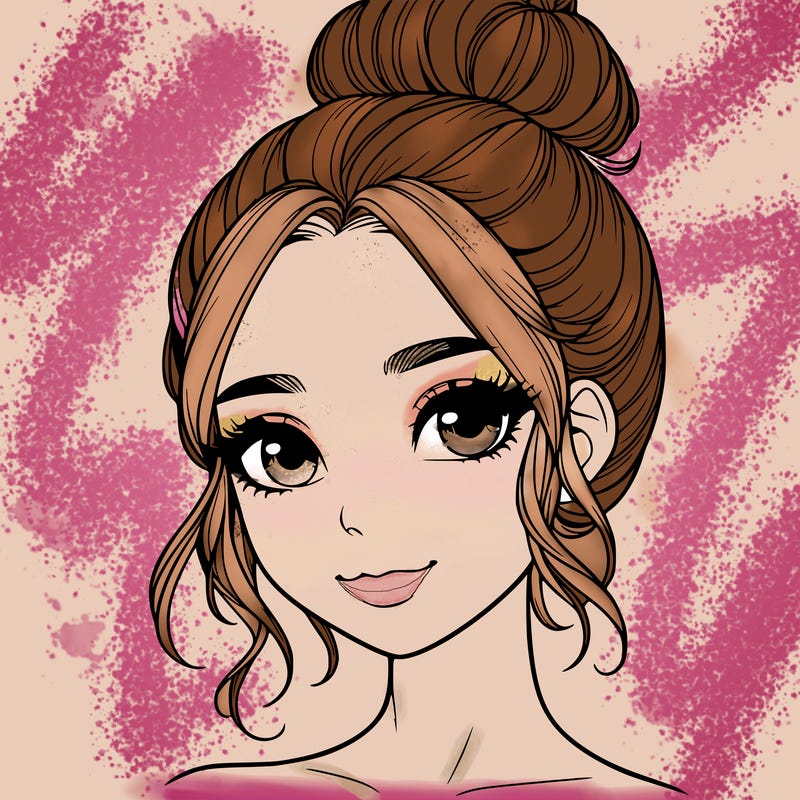realistic pretty girl with hair in bun
