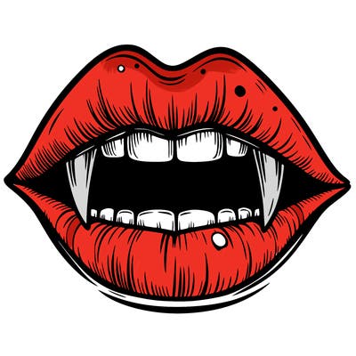 lips with vampire teeth