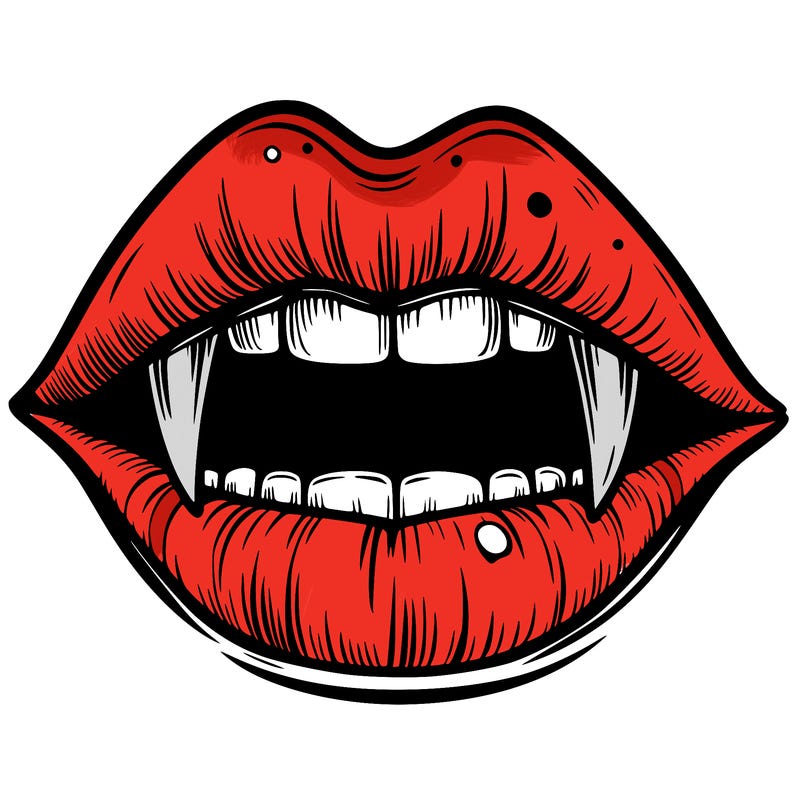 lips with vampire teeth