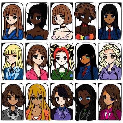 girls that look diffrent anime