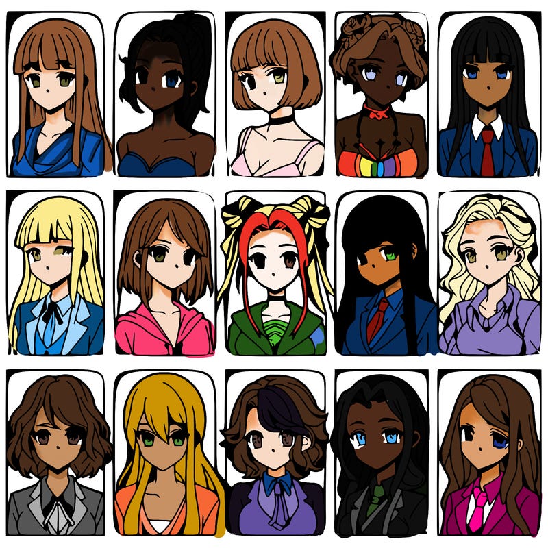 girls that look diffrent anime