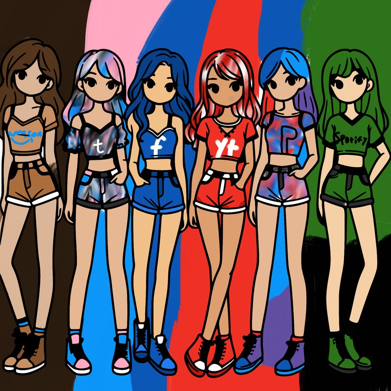 a group of girls wearing crop tops and shorts