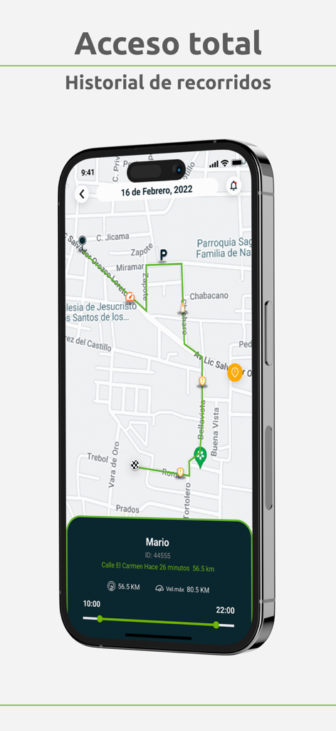 Resser Spot - Resser Spot app map view showing vehicle route history