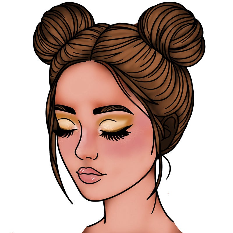 woman with hair buns
