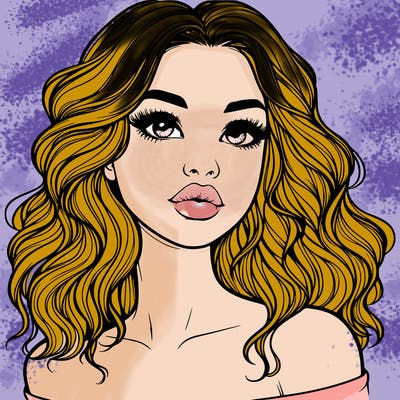 realistic girl with wavy hair and lips
