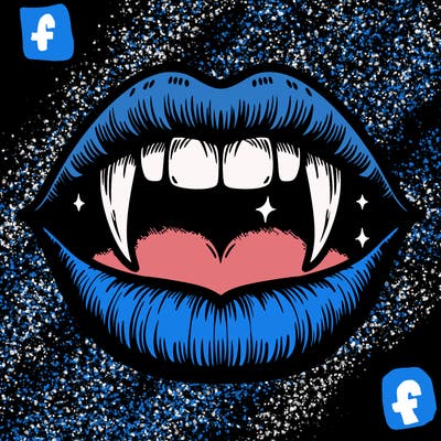 lips with vampire teeth