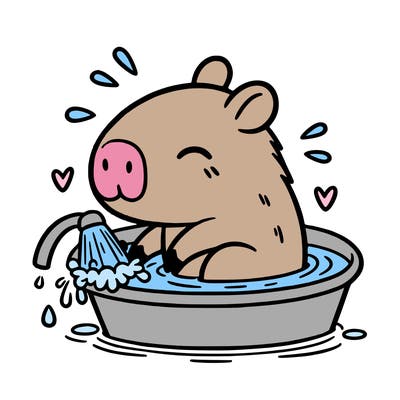 capybara taking a bath