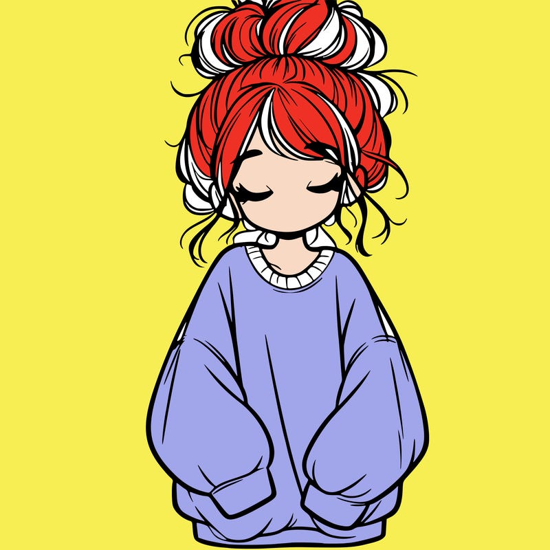 girl with baggy sweatshirt and messy bun