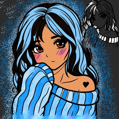 shy pretty girl wearing a sweater that is falling off one shoulder portrait