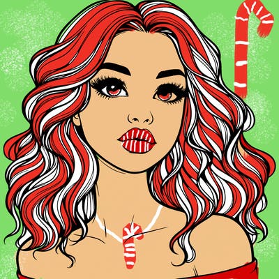 realistic girl with wavy hair and lips