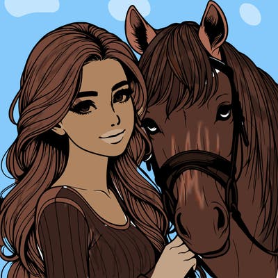 realistic girl with horse