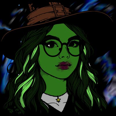 a witch with glasses realistic