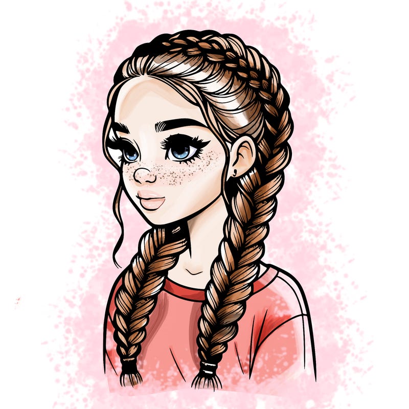 realistic girl with braids