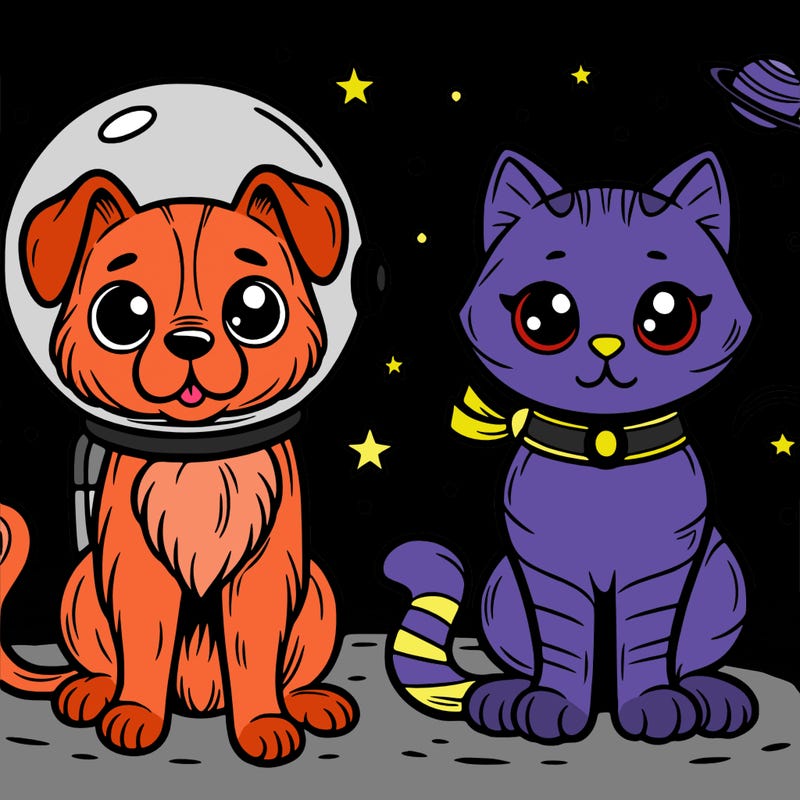 cat dog in space