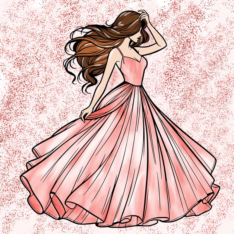 realistic woman with dress flowing in the wind