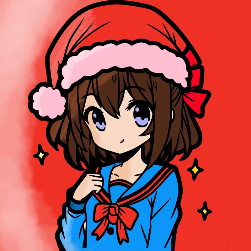 anime girl wearing a santa hat