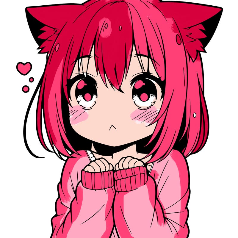 shy anime catgirl